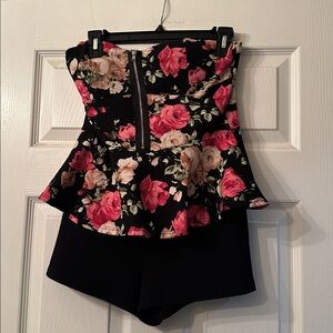 Fashion Magazine Floral Top with Black Accents